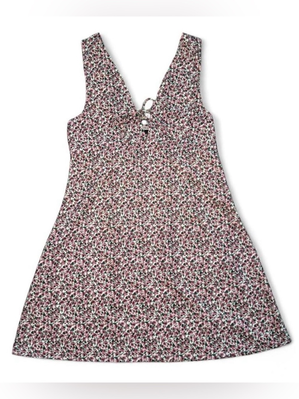 Cider Pink floral summer mini sundress with a v neck cut 🐚